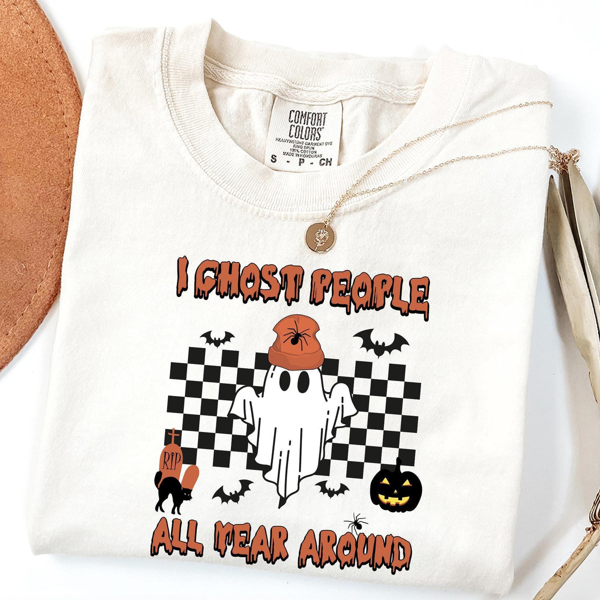I Ghost People All Year Around Shirt, Halloween Shirts, Halloween Costumes, Spooky Vibes T-shirts, Comfort Colors®, Halloween Party T-shirts