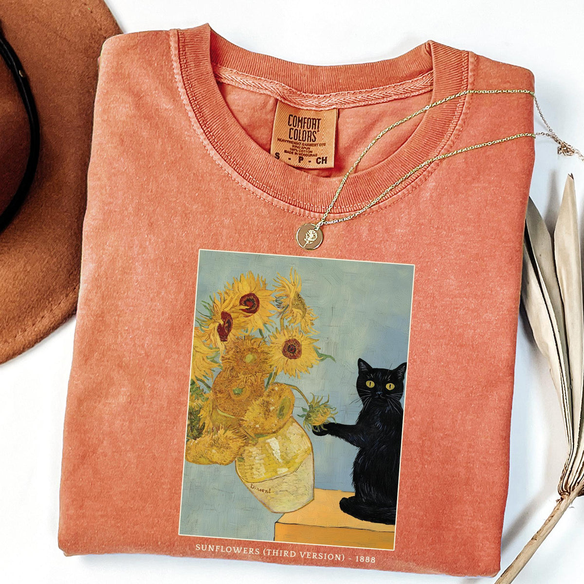 Comfort Colors® Van Gogh Cat Shirt, Van Gogh Irises Cat Shirt, Black Cat tee, Funny Cat shirt, Ladies Shirt, Funny gift Idea, Funny Cute Cat
