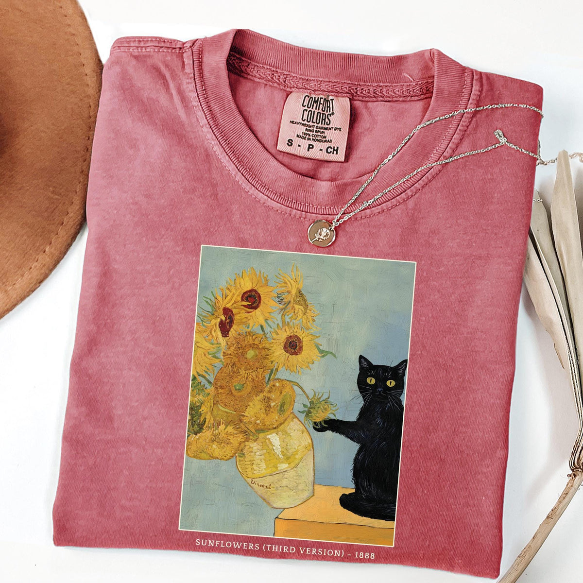 Comfort Colors® Van Gogh Cat Shirt, Van Gogh Irises Cat Shirt, Black Cat tee, Funny Cat shirt, Ladies Shirt, Funny gift Idea, Funny Cute Cat