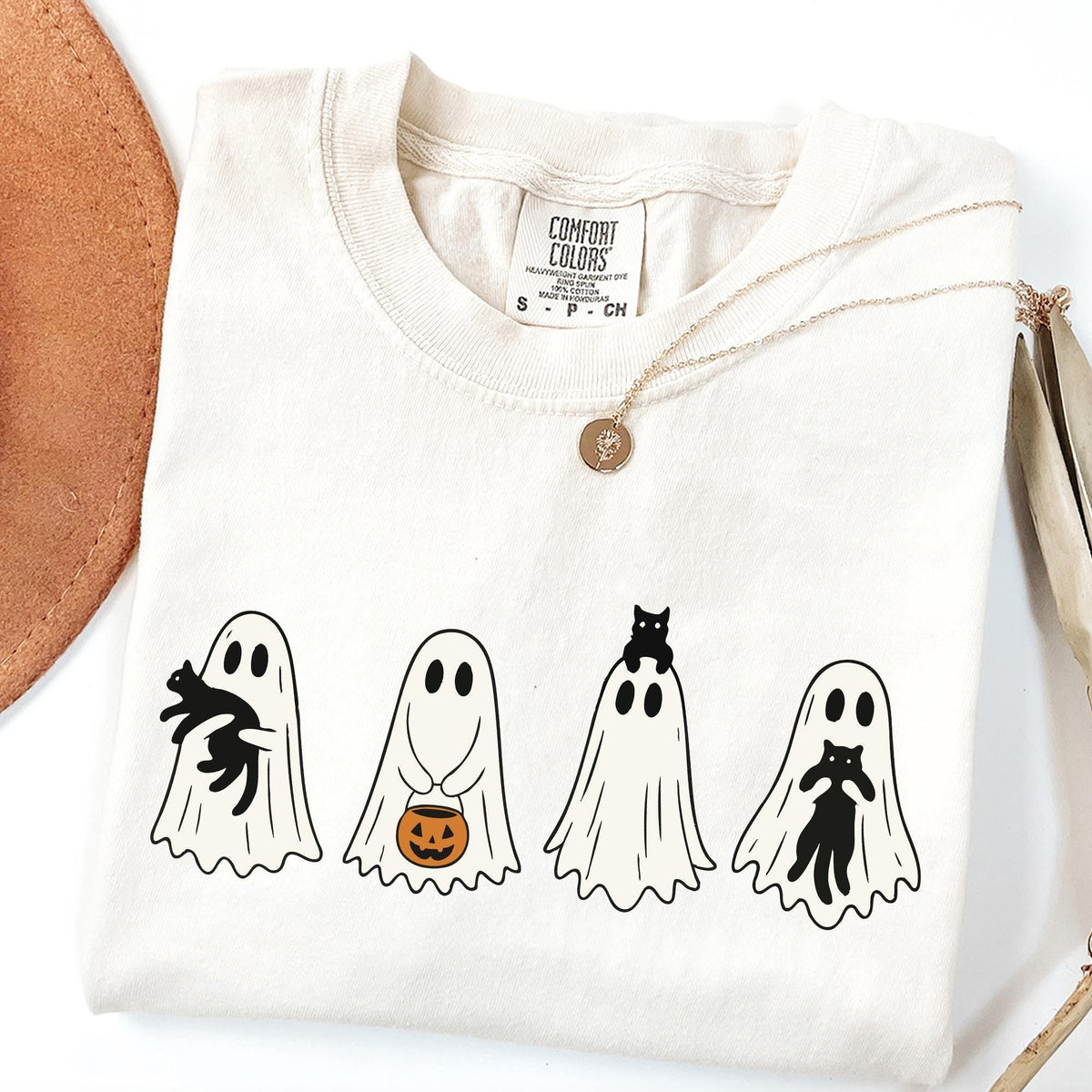 Comfort Colors® Cute Ghost Black Cats Halloween Shirt, Ghost Cat Halloween Shirts, Cat Lover Gifts, Halloween Gift Cats Owner, Spooky Season