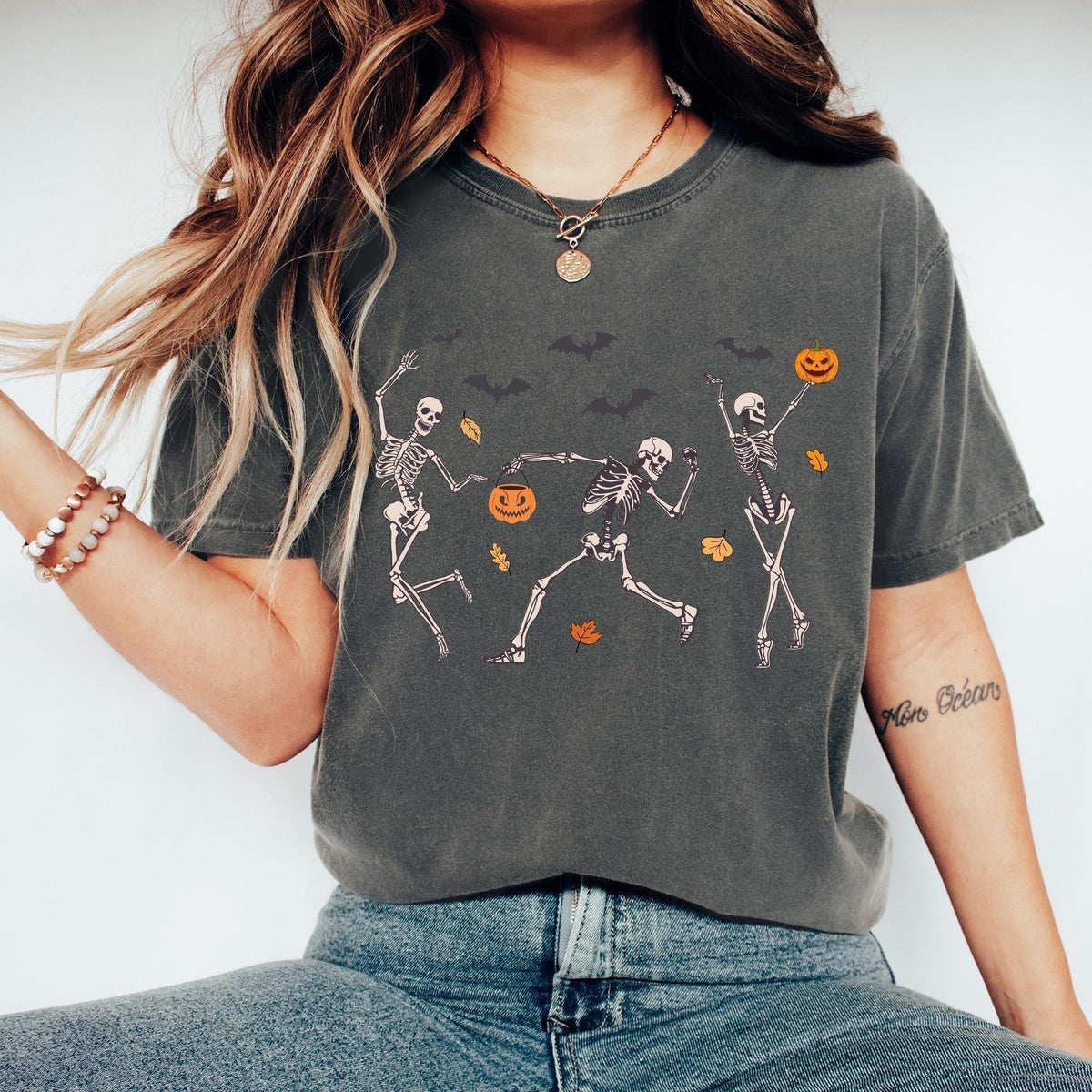 Comfort Colors® Dancing Skeleton Shirt, Halloween Shirt, Pumpkin Shirts, Retro Halloween Shirt, Skull Funny T-shirt, Dancing Lovers T-shirts