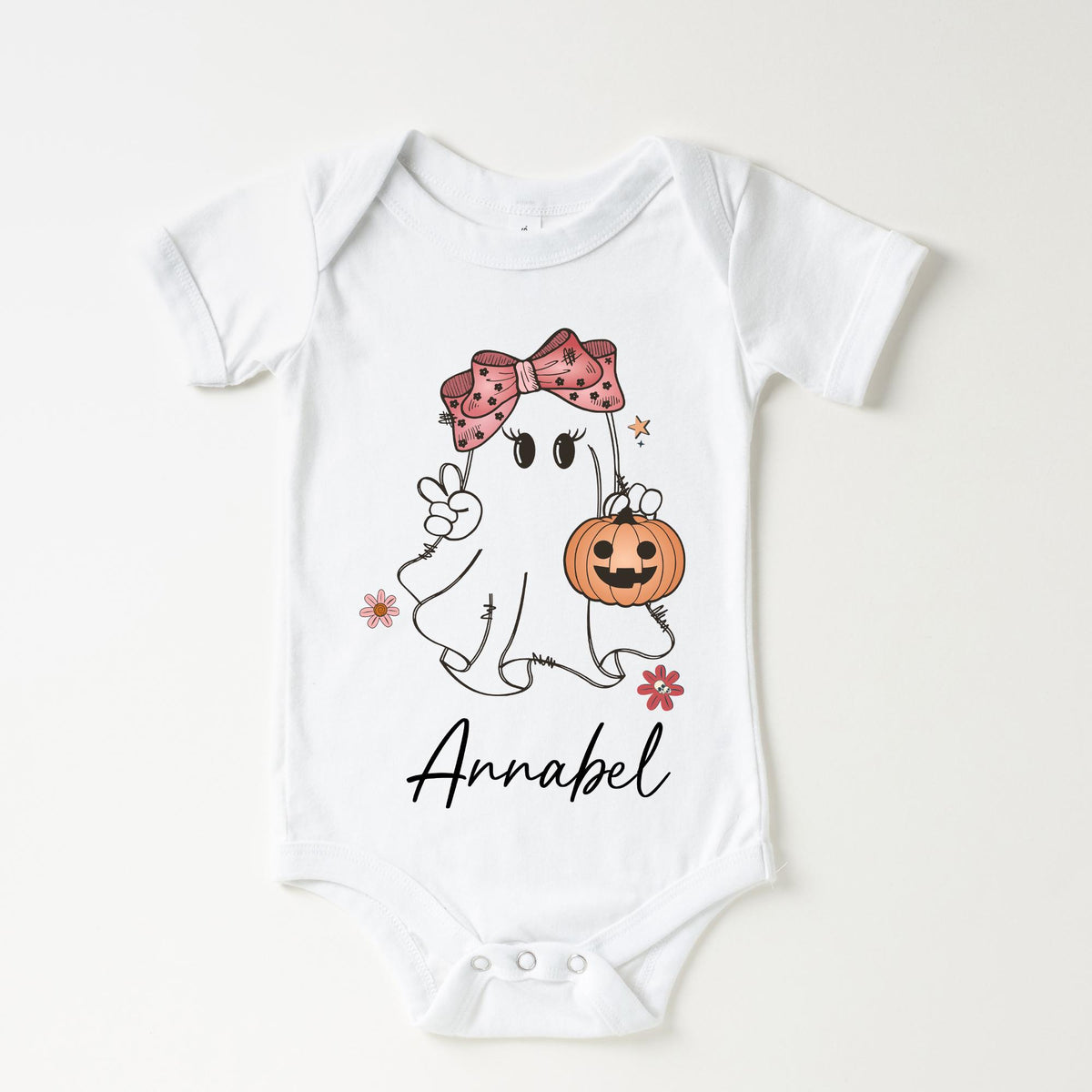 Personalized Girls Halloween Shirt, Girls Ghost Name Toddler T-shirt, Cute Fall Girls T-shirt, Custom Retro Halloween Natural Girls T-shirts