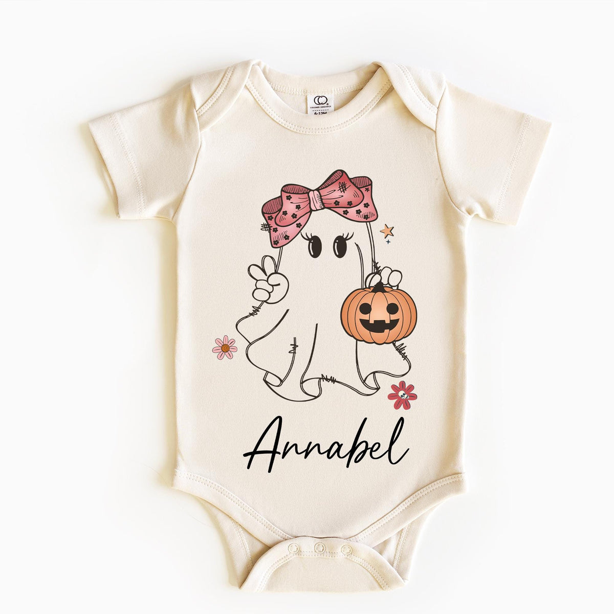 Personalized Girls Halloween Shirt, Girls Ghost Name Toddler T-shirt, Cute Fall Girls T-shirt, Custom Retro Halloween Natural Girls T-shirts