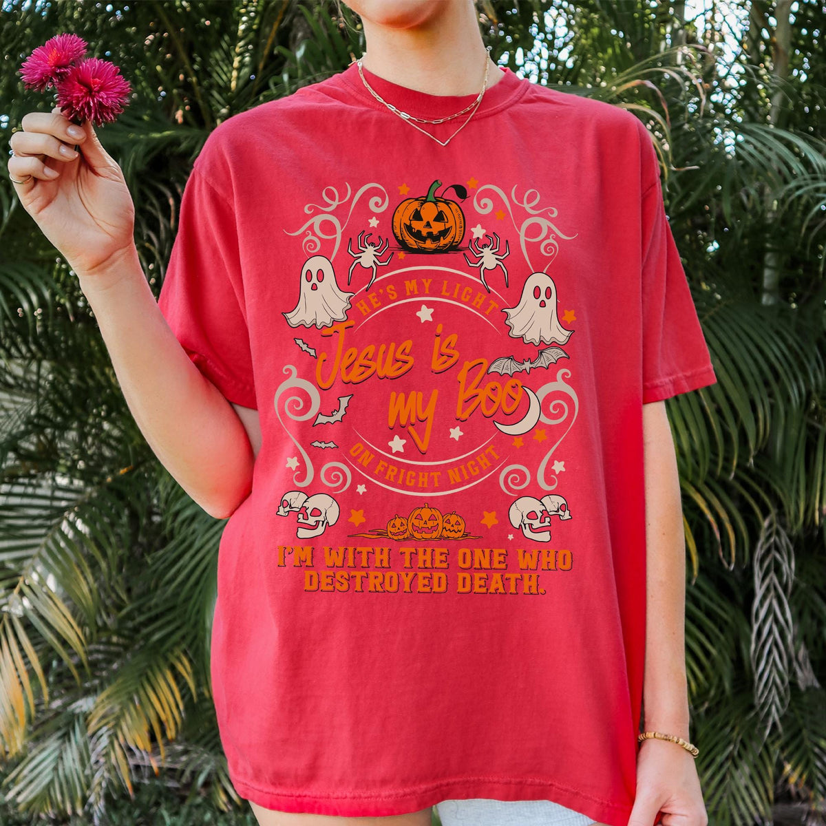Jesus Is My Boo Shirt, Christian Halloween T Shirt, Funny Faith Fall T-shirt, Halloween Christian Gifts, He Is My Light Fright Night T-shirt