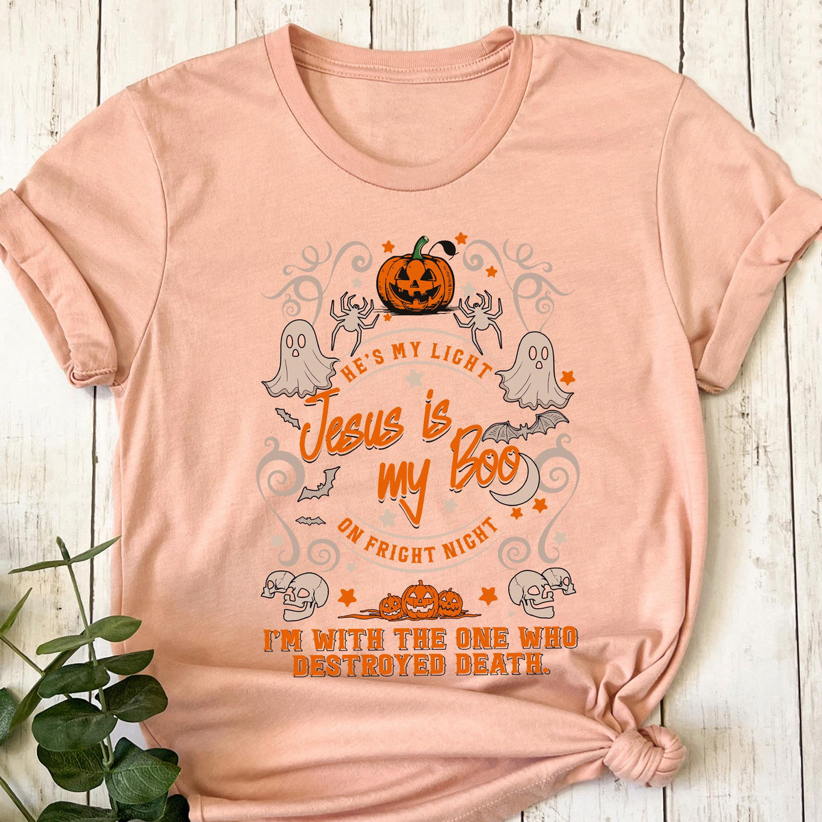 Jesus Is My Boo Shirt, Christian Halloween T Shirt, Funny Faith Fall T-shirt, Halloween Christian Gifts, He Is My Light Fright Night T-shirt