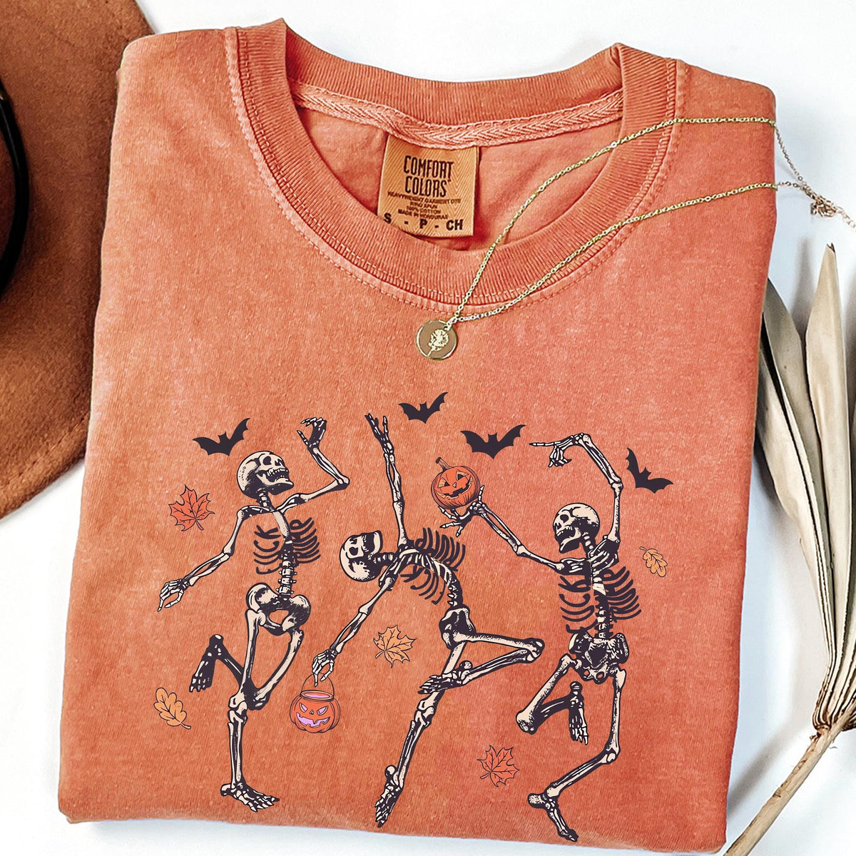 Pumpkin Skeleton Halloween Shirt, Pumpkin Halloween Tee, Halloween Skeleton T-shirts, Pumpkin Shirt, Spooky Season T-Shirts, Comfort Colors®