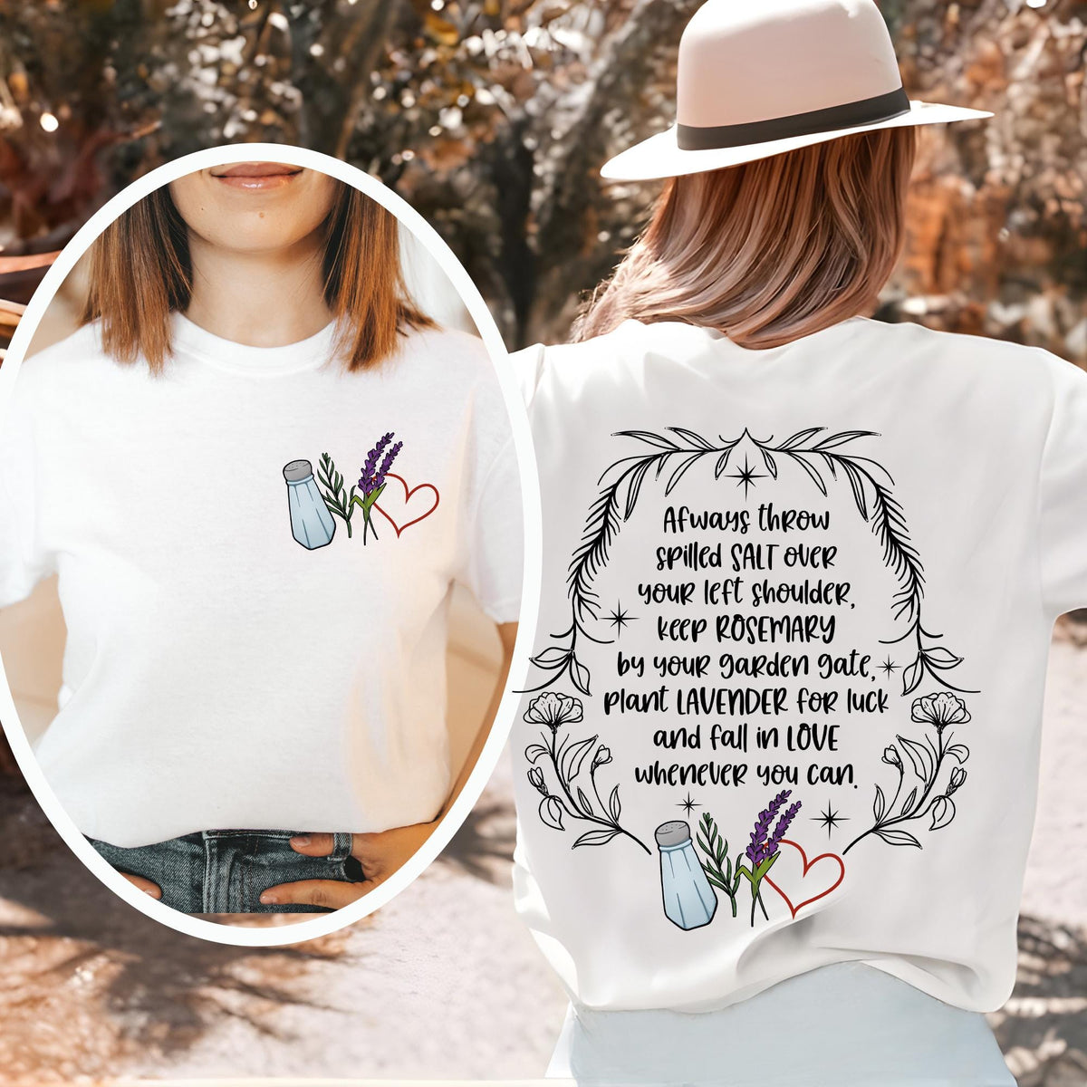 Salt Rosemary Lavender Love Front and Back Sweatshirt, Practical Magic Sweatshirt, Magic Spell Hoodie, Witchy T-shirts, Halloween Sweatshirt