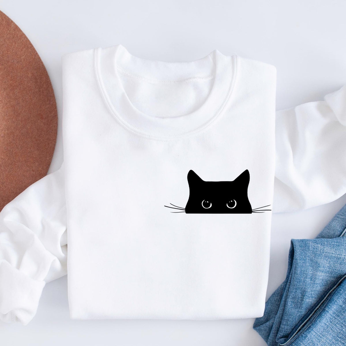 Cute Black Cat Halloween Sweatshirt, Womens Halloween Shirt, Halloween Party Shirt, Halloween Gifts, Fall Graphic T-shirt, Halloween Costume
