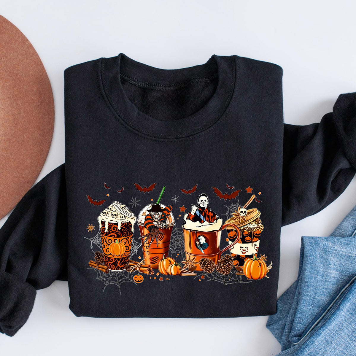 Skeleton Coffee Cups Sweatshirt, Coffee Cups Sweatshirt, Skull Coffee Cup Sweatshirt, Coffee Lover Sweatshirt, Skeleton Halloween Sweatshirt