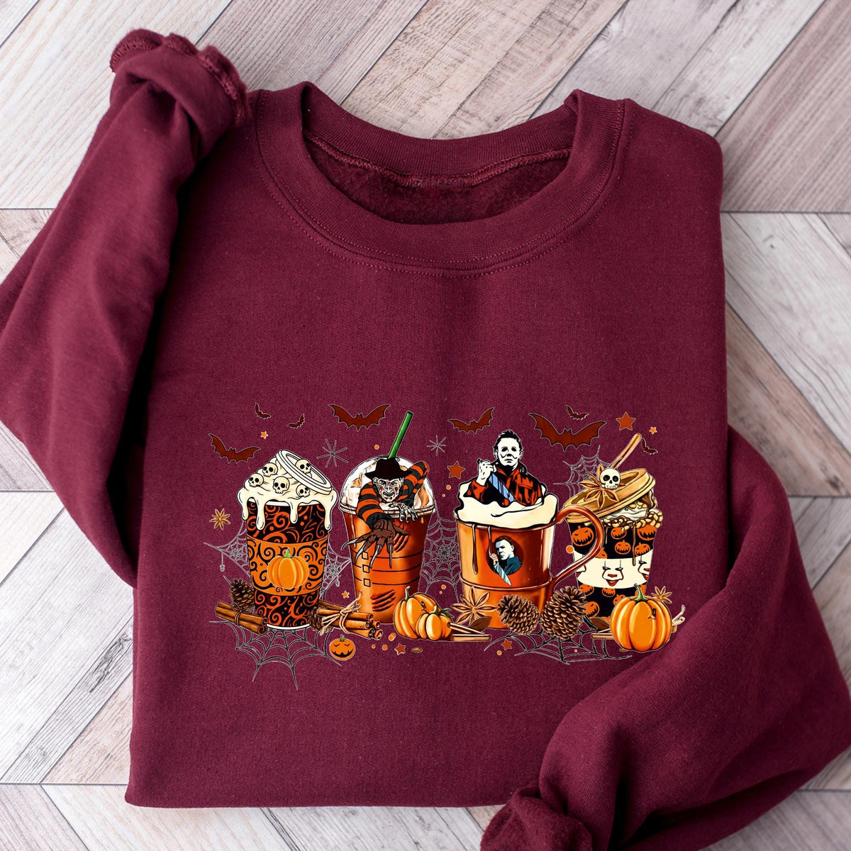 Skeleton Coffee Cups Sweatshirt, Coffee Cups Sweatshirt, Skull Coffee Cup Sweatshirt, Coffee Lover Sweatshirt, Skeleton Halloween Sweatshirt