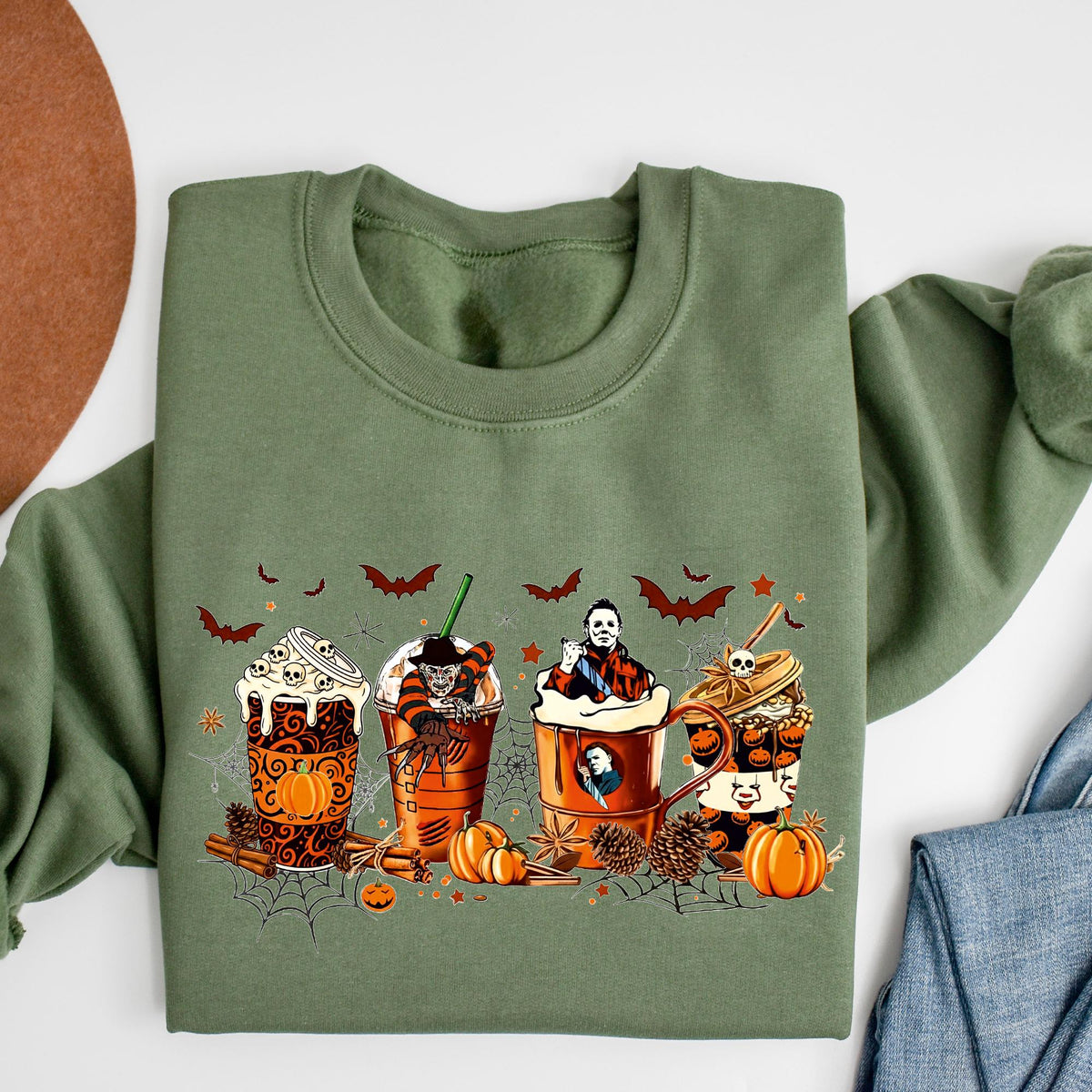 Skeleton Coffee Cups Sweatshirt, Coffee Cups Sweatshirt, Skull Coffee Cup Sweatshirt, Coffee Lover Sweatshirt, Skeleton Halloween Sweatshirt