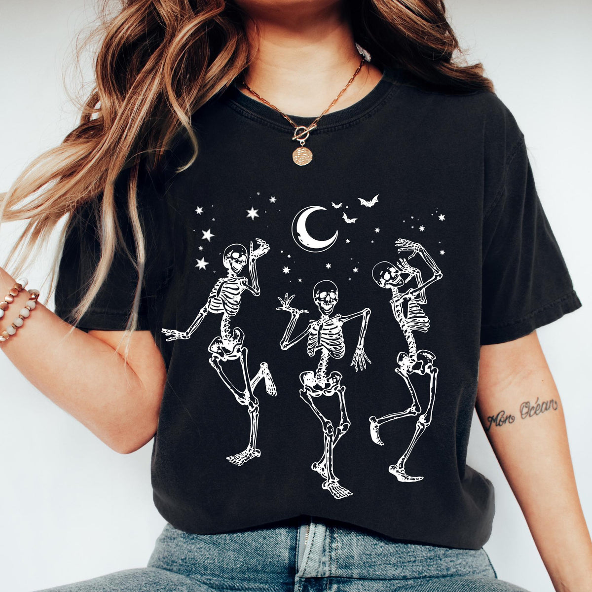 Dancing Skeleton Shirt, Womens Halloween Shirt, Skeleton Halloween Shirt, Skull Halloween Shirt, Fall Graphic T-shirt, Cute Halloween Outfit