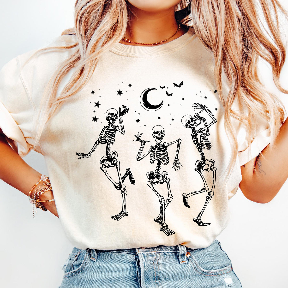 Dancing Skeleton Shirt, Womens Halloween Shirt, Skeleton Halloween Shirt, Skull Halloween Shirt, Fall Graphic T-shirt, Cute Halloween Outfit