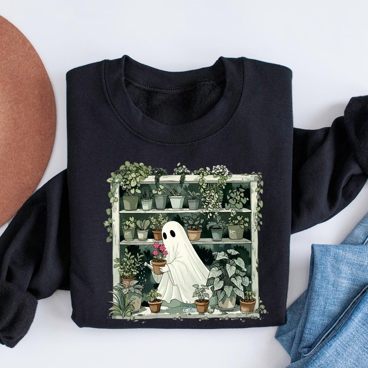 Funny Plant Ghost Sweatshirt, Halloween Plant Lady Shirt, Plant Lover Gift, Ghost Crewneck Sweatshirt, Spooky Gardener T-shirt, Plant Ladies