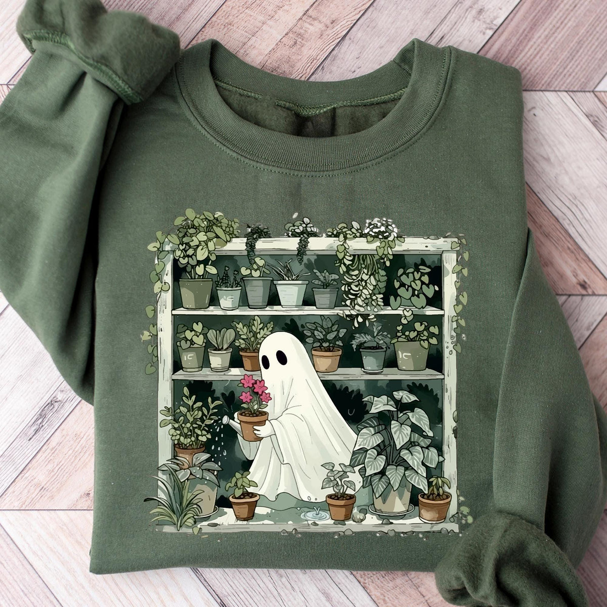 Funny Plant Ghost Sweatshirt, Halloween Plant Lady Shirt, Plant Lover Gift, Ghost Crewneck Sweatshirt, Spooky Gardener T-shirt, Plant Ladies