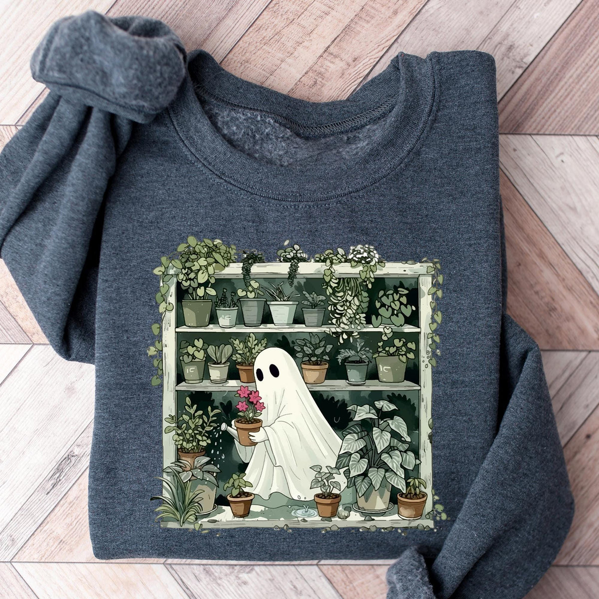 Funny Plant Ghost Sweatshirt, Halloween Plant Lady Shirt, Plant Lover Gift, Ghost Crewneck Sweatshirt, Spooky Gardener T-shirt, Plant Ladies