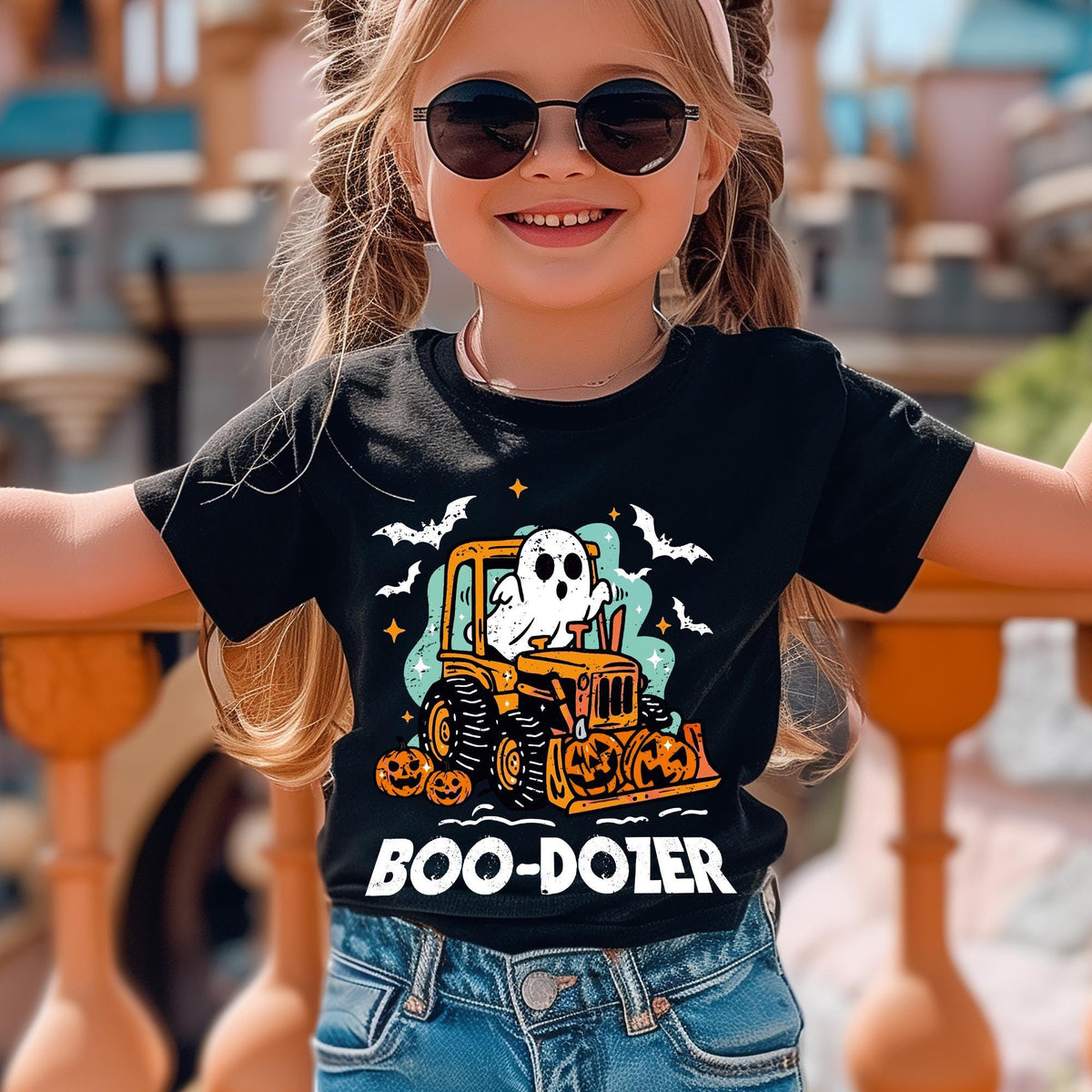 Funny Halloween Construction T shirt, Boo-Dozer Toddler Graphic Tees, Trendy boy Halloween T-shirts, Cute Bulldozer Halloween Shirt for Boys