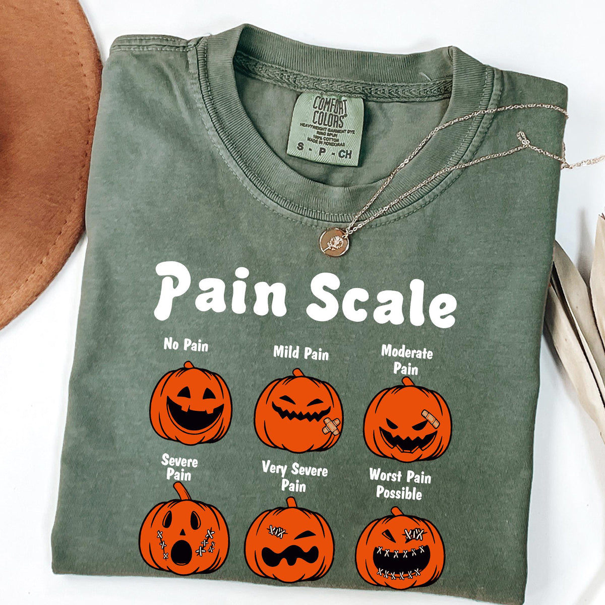Comfort Colors® Halloween Nurse Shirt, Pain Scale Fall Pumpkin Nurse T-Shirt, RN Shirt, Pediatric Nurse, Registered Nurse Shirts, Nicu Nurse