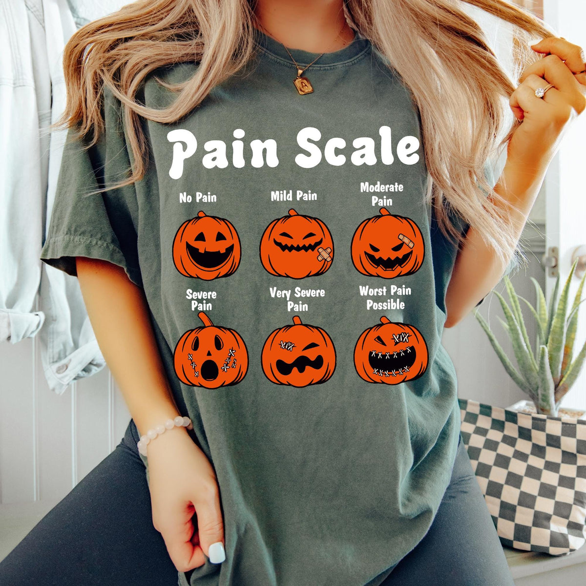 Comfort Colors® Halloween Nurse Shirt, Pain Scale Fall Pumpkin Nurse T-Shirt, RN Shirt, Pediatric Nurse, Registered Nurse Shirts, Nicu Nurse