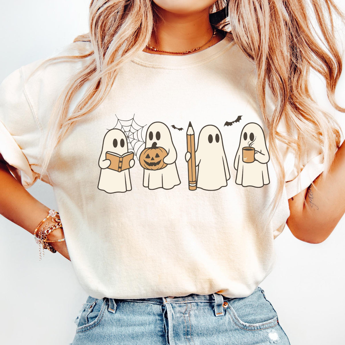 Halloween Teacher Shirt Comfort Colors, Spooky Teacher Shirts, Halloween Gift for Teacher, Fall Autumn Teacher Shirt, Ghost Teacher T-shirts