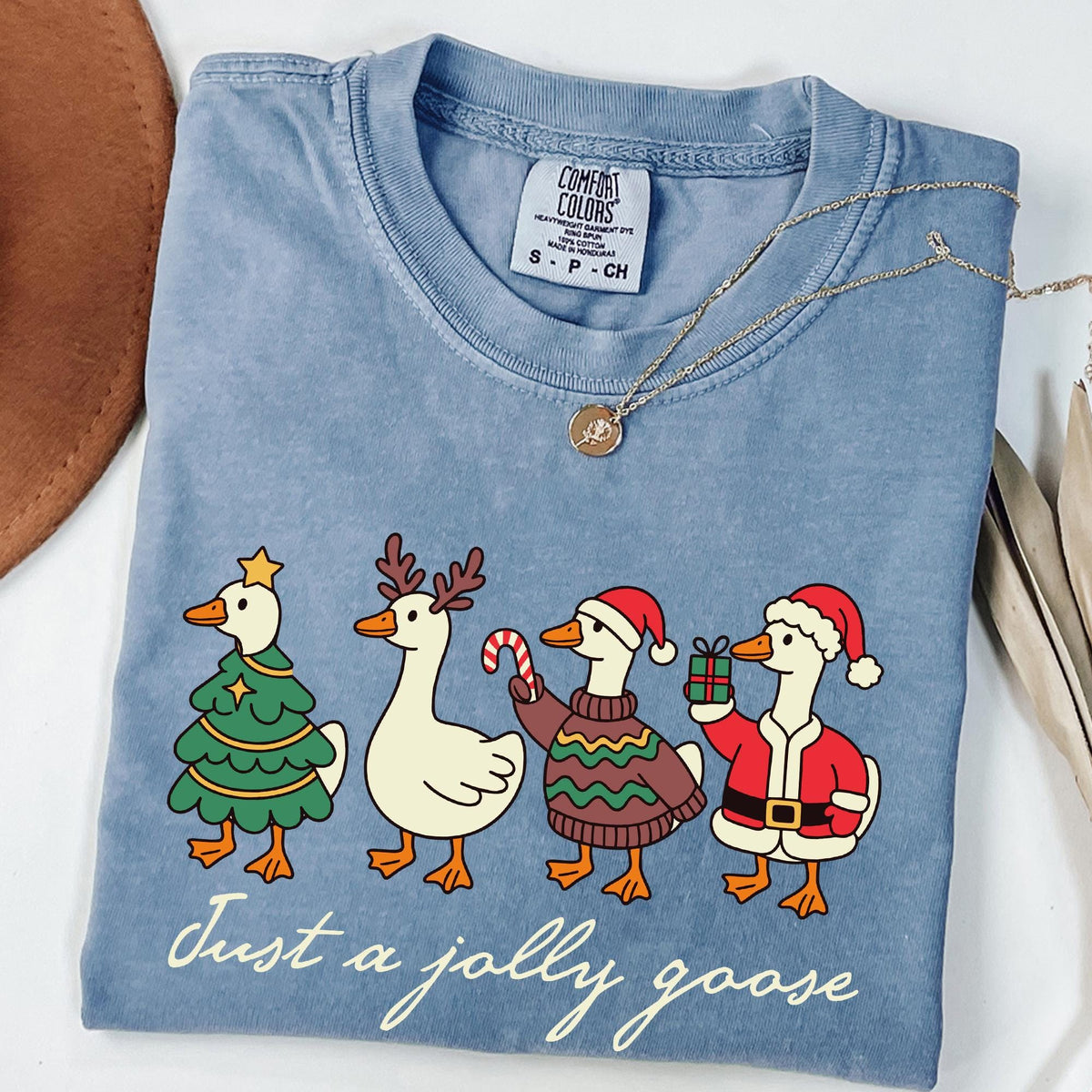Just A Jolly Goose Shirt, Christmas Goose Shirt, Duck Christmas Shirt, Funny Christmas Shirt, Cute Holiday Shirts, Comfort Colors®, New Year