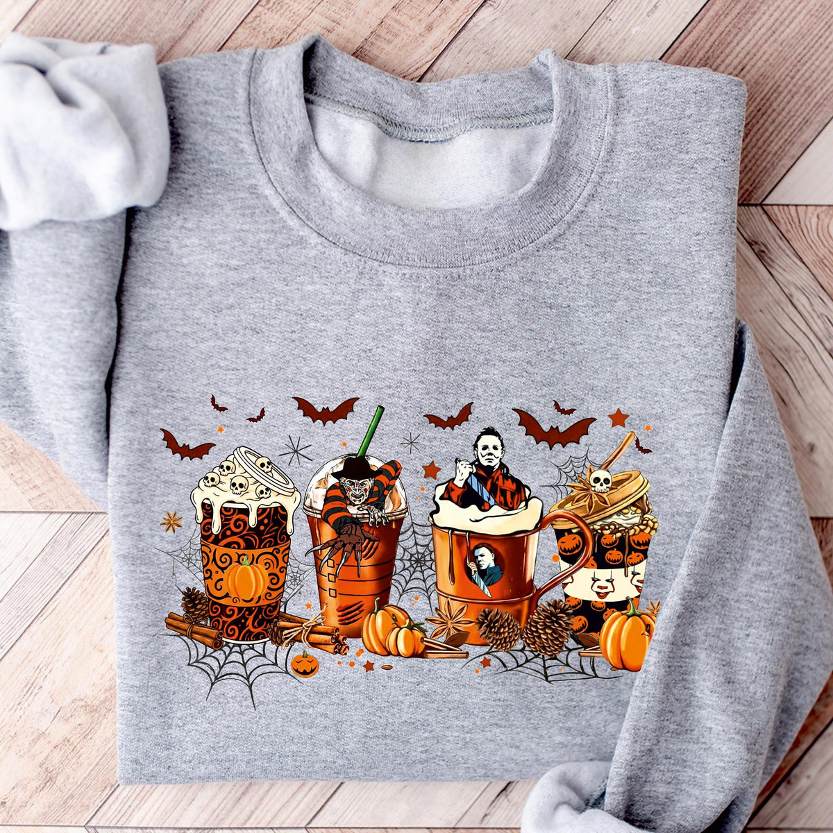 Skeleton Coffee Cups Sweatshirt, Coffee Cups Sweatshirt, Skull Coffee Cup Sweatshirt, Coffee Lover Sweatshirt, Skeleton Halloween Sweatshirt