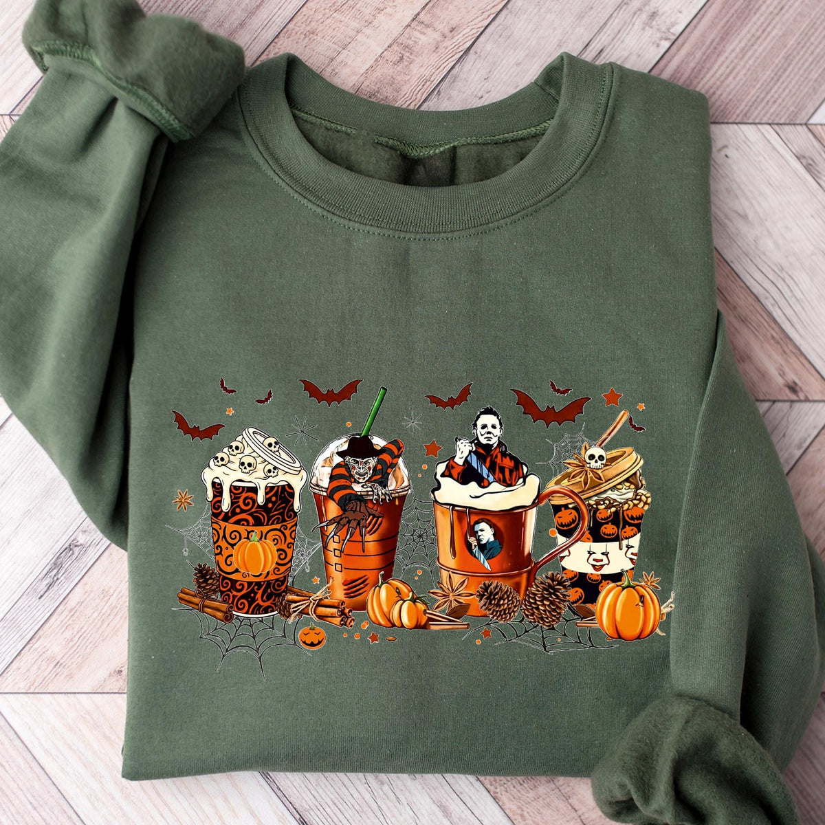 Skeleton Coffee Cups Sweatshirt, Coffee Cups Sweatshirt, Skull Coffee Cup Sweatshirt, Coffee Lover Sweatshirt, Skeleton Halloween Sweatshirt