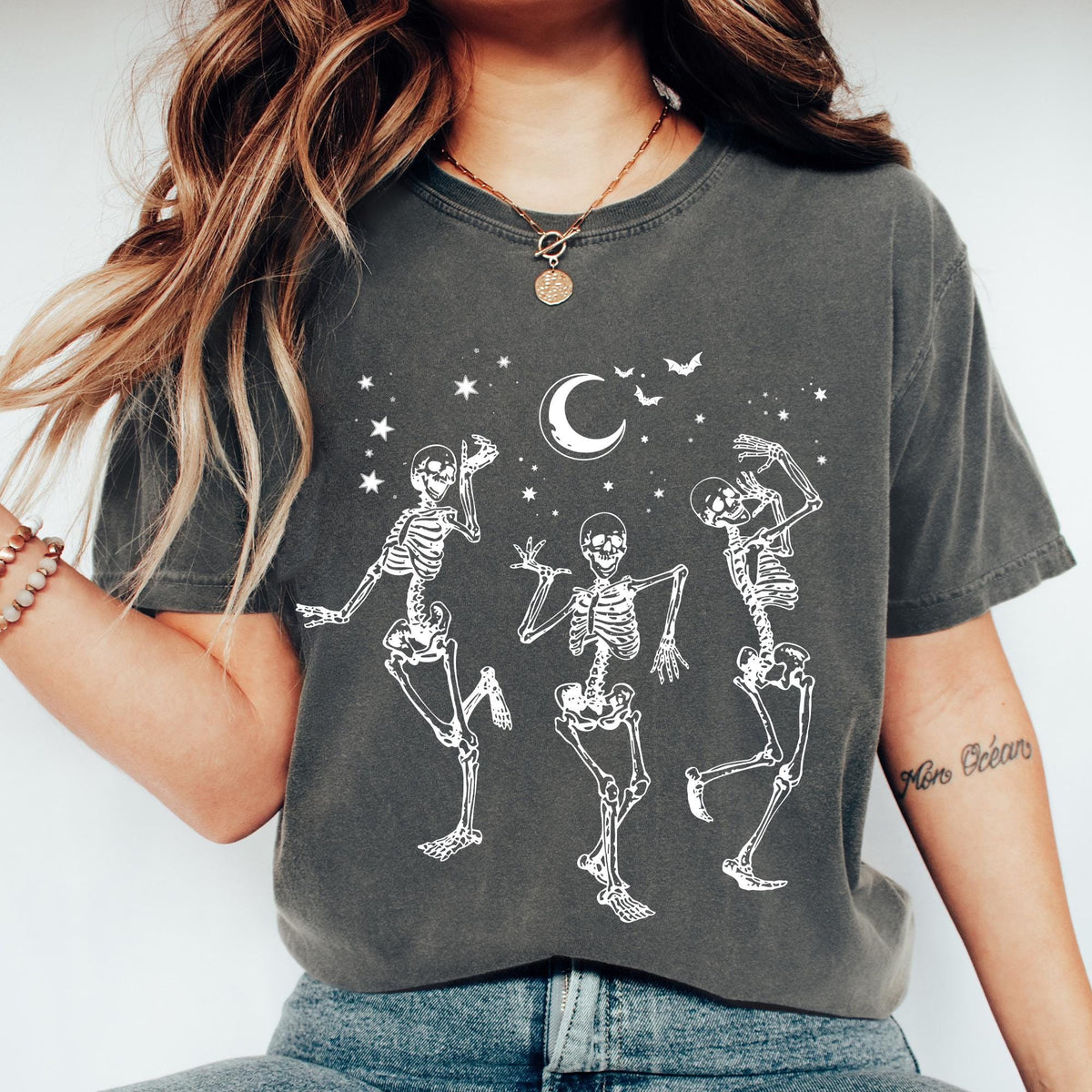 Dancing Skeleton Shirt, Womens Halloween Shirt, Skeleton Halloween Shirt, Skull Halloween Shirt, Fall Graphic T-shirt, Cute Halloween Outfit