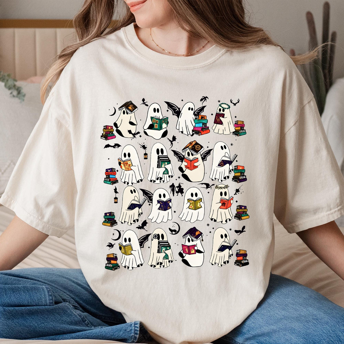 Retro Ghost Book Fantasy Series Shirt, Halloween Book Shirt, Bookish Ghost, Halloween Gift For Book Lover Halloween Library, Comfort Colors®