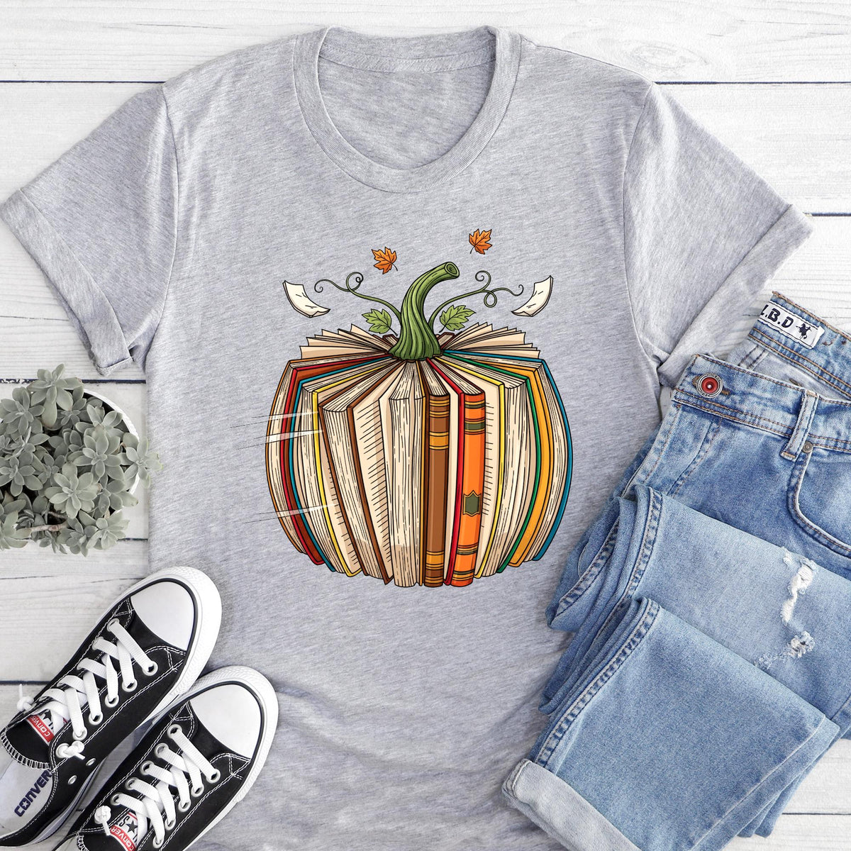 Fall Book Pumpkin Halloween Teacher T-Shirt, Librarian Gift, Halloween Book Lover Shirt, Fall Bookish Shirt, Pumpkin Book Shirt, Pumpkin Tee