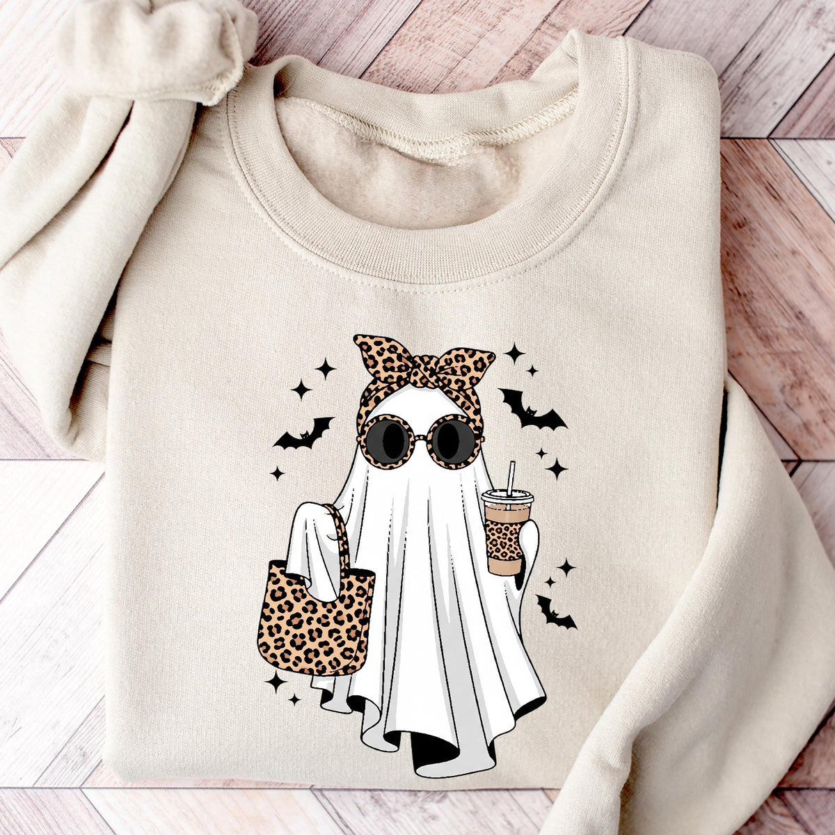 Ghost Sweatshirt, Leopard Ghost Tee, Ghost Coffee Shirt, Funny Fall Shirt, Ghost Tee, Girly Halloween Gift, Halloween Costume, Spooky Season