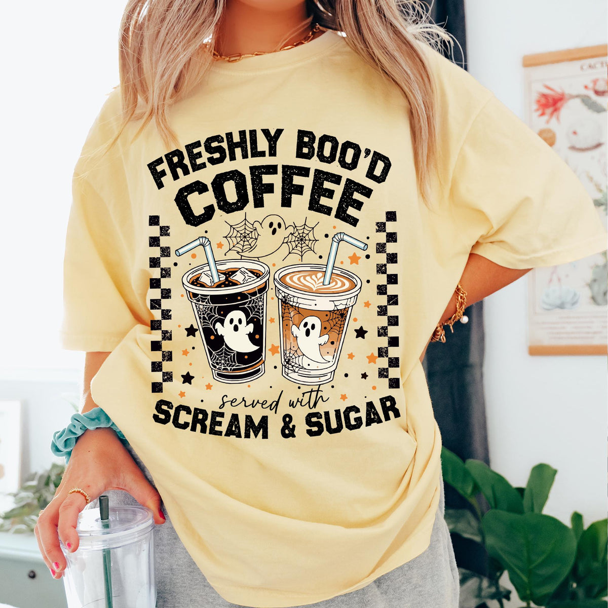 Halloween Tee, Comfort Colors® Ghost Halloween Coffee Cute Ghost Shirt, Halloween Tee, Boo Comfort Colors®, Coffee Tee,Funny Halloween Shirt