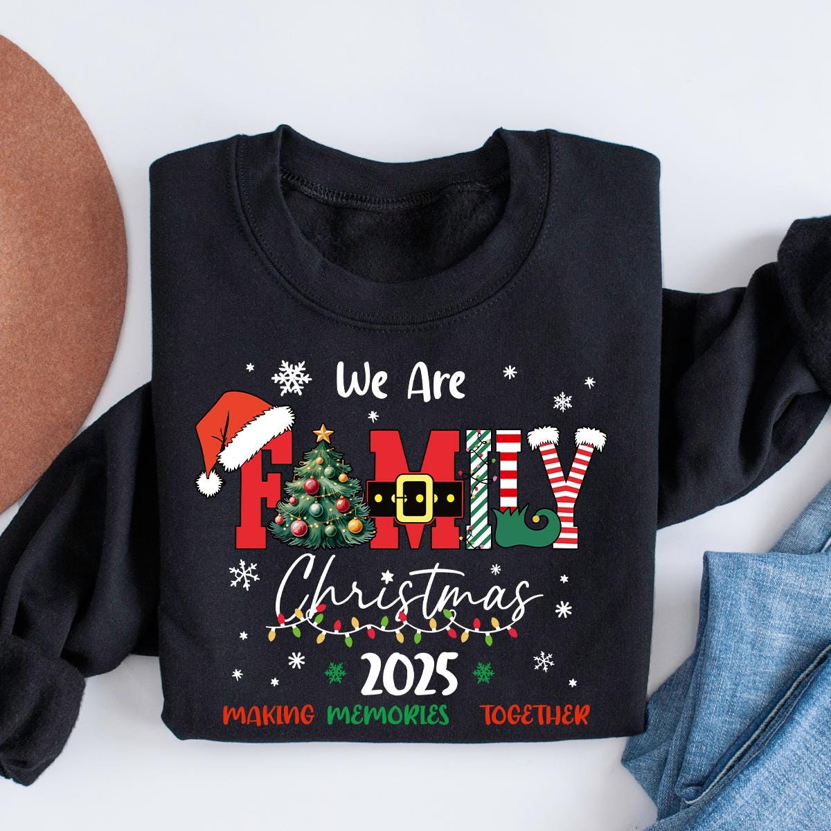 2025 Christmas Crew Sweatshirt, We Are Family Christmas, Family Christmas Tee, Festive Holiday Shirt, Christmas Party Tee,Family Holiday Tee