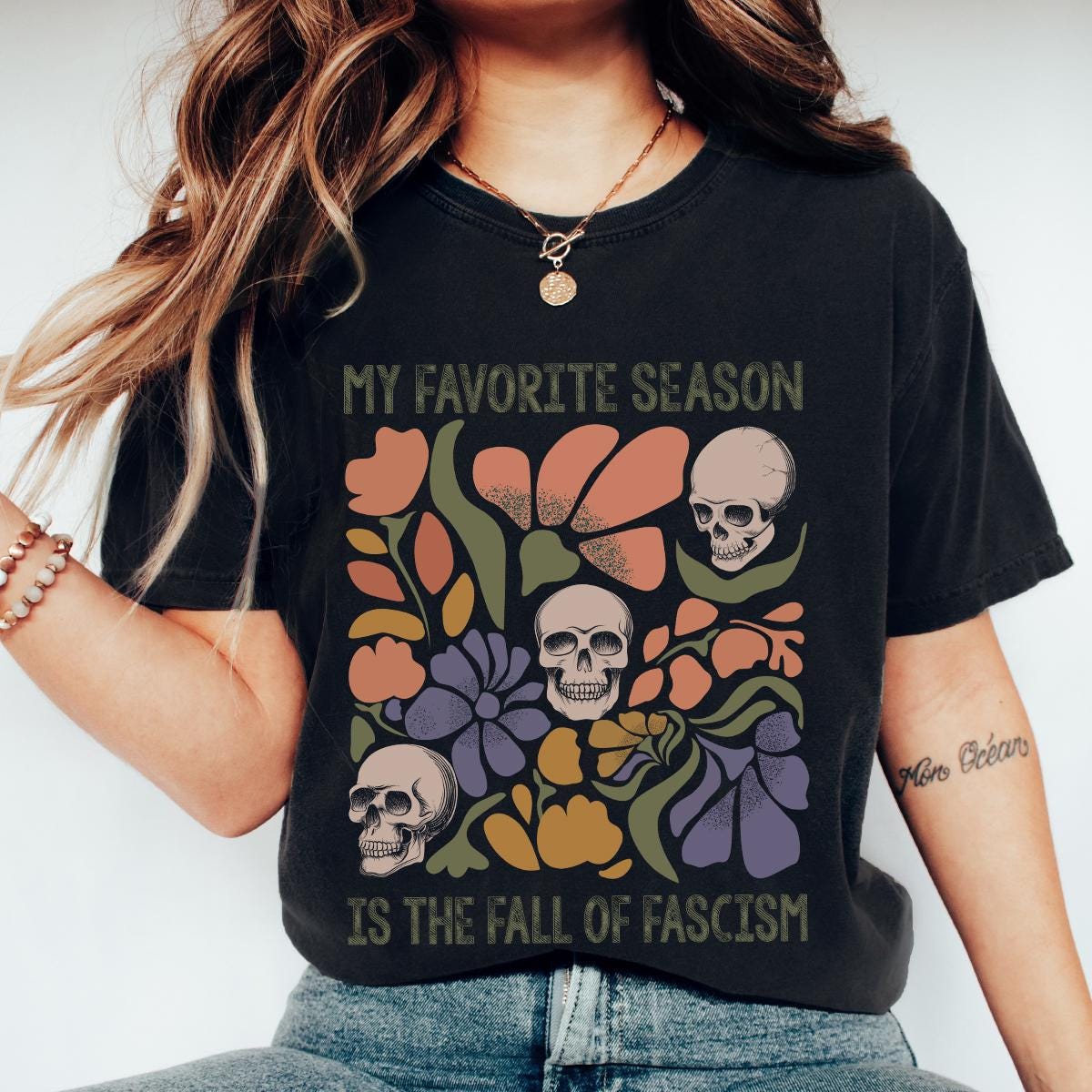 My Favorite Season is the Fall of Fascism, Anti Fascist Halloween, Nothing Scarier Than Fascism, Everyone vs Fascism,Halloween Political Tee