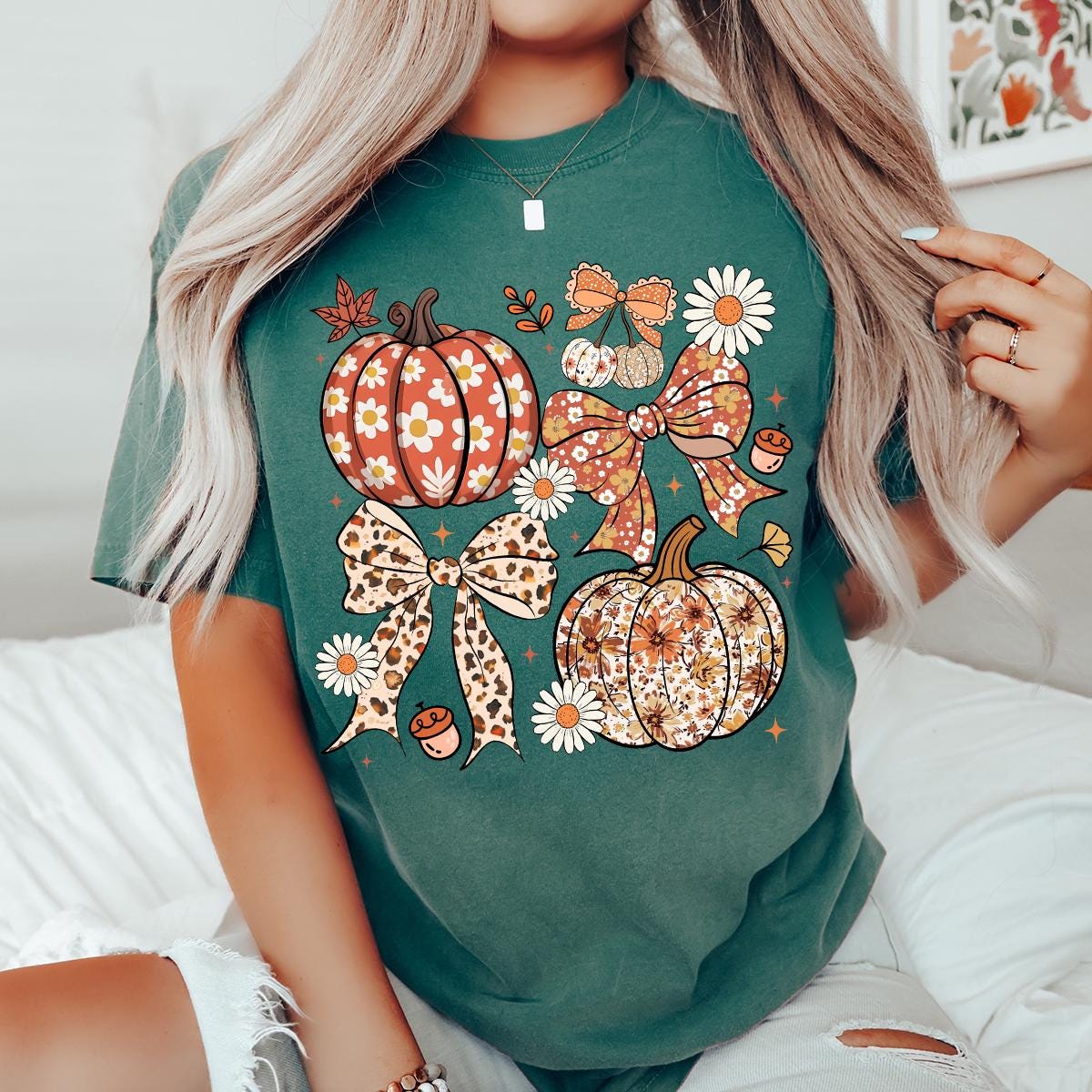 Comfort Colors® Floral Pumpkin Shirt, Floral Coquette Shirt, Fall Pumpkin Shirt, Autumn Shirt, Fall Girly Shirt, Thanksgiving,Tis the season