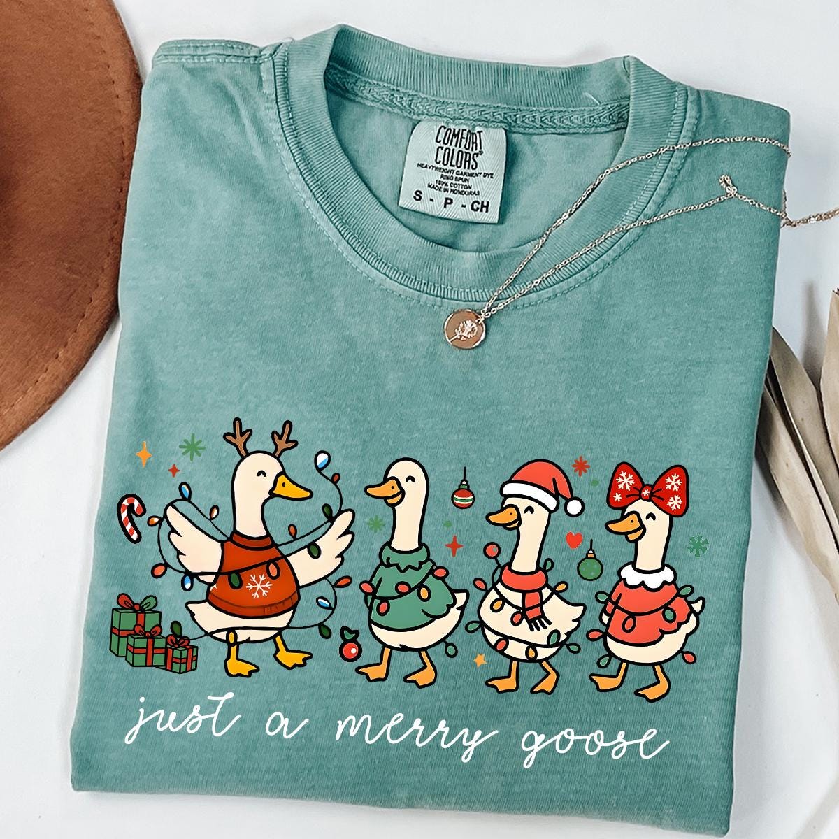 Christmas Comfort Colors® Goose Shirt, Funny Holiday Santa Lights Tee, Festive Jolly Goose Tee, Just A Merry Goose Tee, Merry Christmas Tees