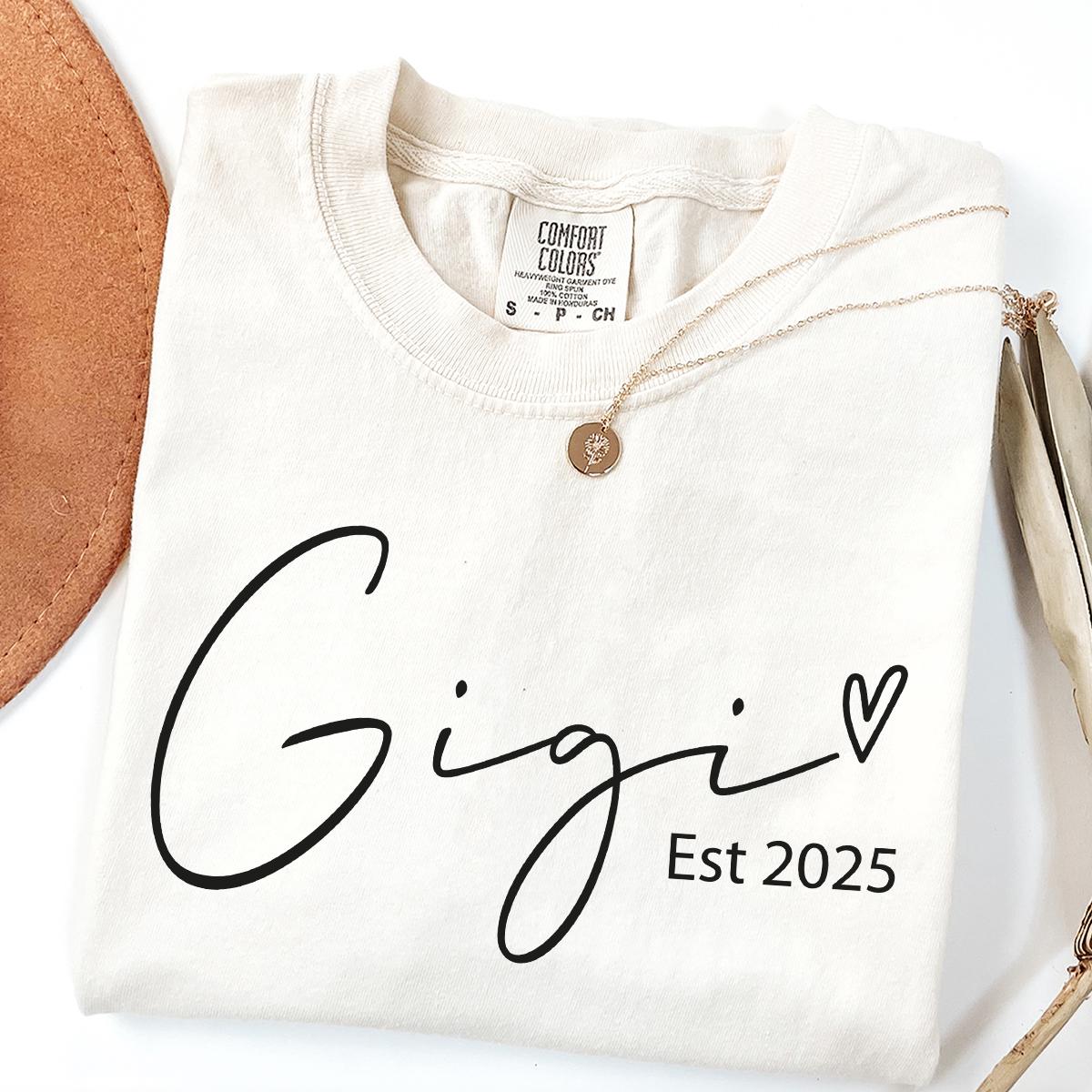 Gigi Est Shirt, Mothers Day Gift For Grandma, New Nana Announcement, Granny Shirt, Mimi Shirts, Nonny Shirt, Grammy T-shirt, Comfort Colors®