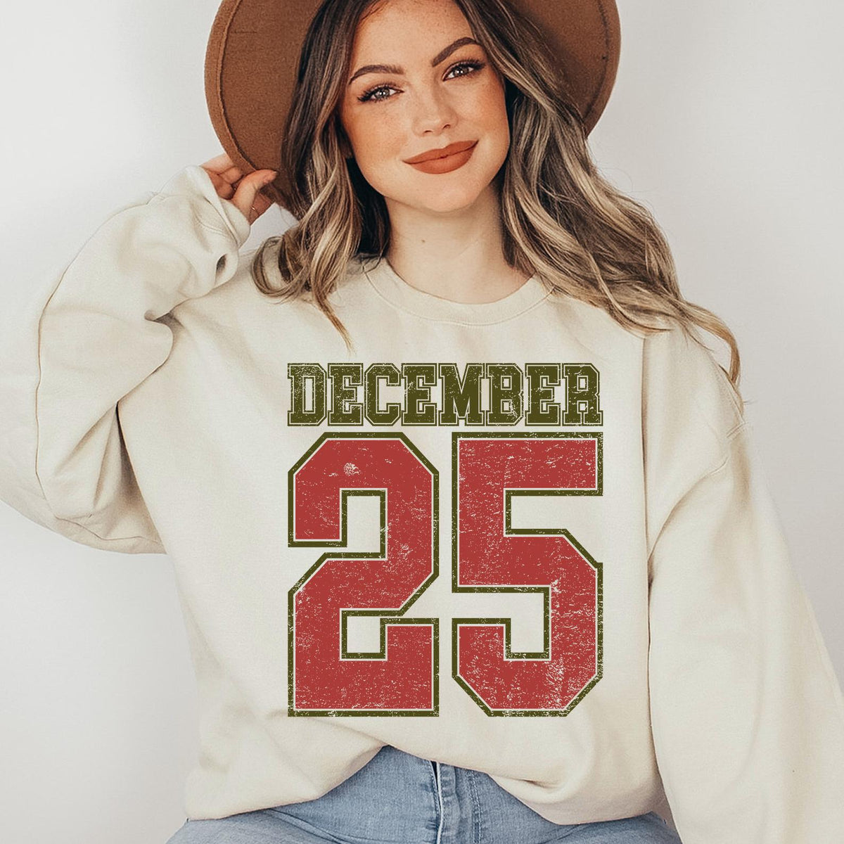 Retro Christmas December 25 Sweatshirt, Women's Christmas Sweater, Christmas Gift, Winter Hoodie, Festive Xmas Gift, Winter Sweatshirt Gifts