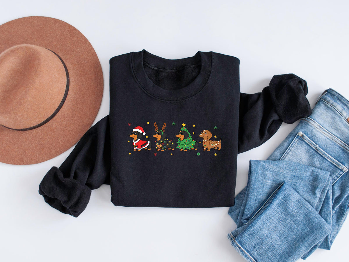 Dachshund Christmas Sweatshirt, Wiener Dog Holiday Shirt, Dog Lover Gift, Holiday Sweater, Funny Pet Lover Gift, Cute Christmas Dog T-shirts