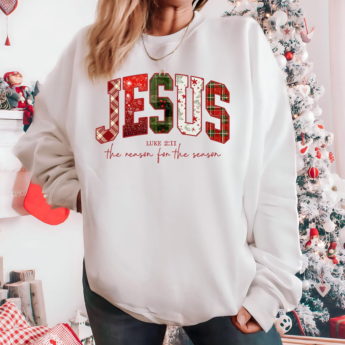 Christian Jesus Sweathirt, Christmas Bible Verse Shirt, Trendy Faith Apparel Gift, Jesus Loves You, The Reason For The Season, Chritsmas Tee