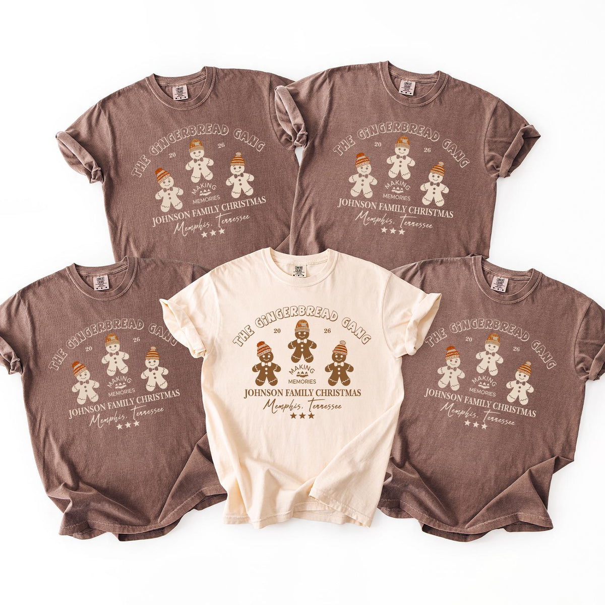 Custom Family Christmas Gingerbread Shirt, Comfort Colors® Matching Family Christmas Shirt, Youth Kids Gift, Personalized Name Christmas Tee