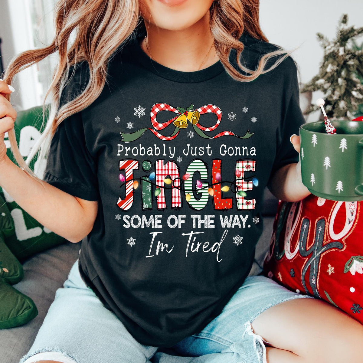 Christmas Jingle Song Sweatshirt, Probably Just Gonna Jingle Some Of The Way I'm Tired Christmas Shirt, Xmas LongSleeve, Funny Holiday Shirt