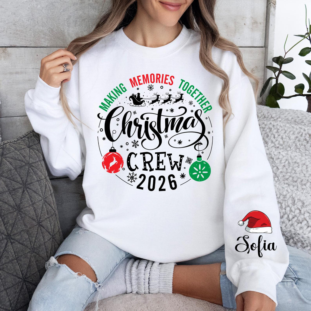 Custom Christmas Crew Sweatshirt- Matching Family Holiday T-shirt, Xmas Pajamas Top, Toddler Sweater, Custom Family Name, Matching Christmas