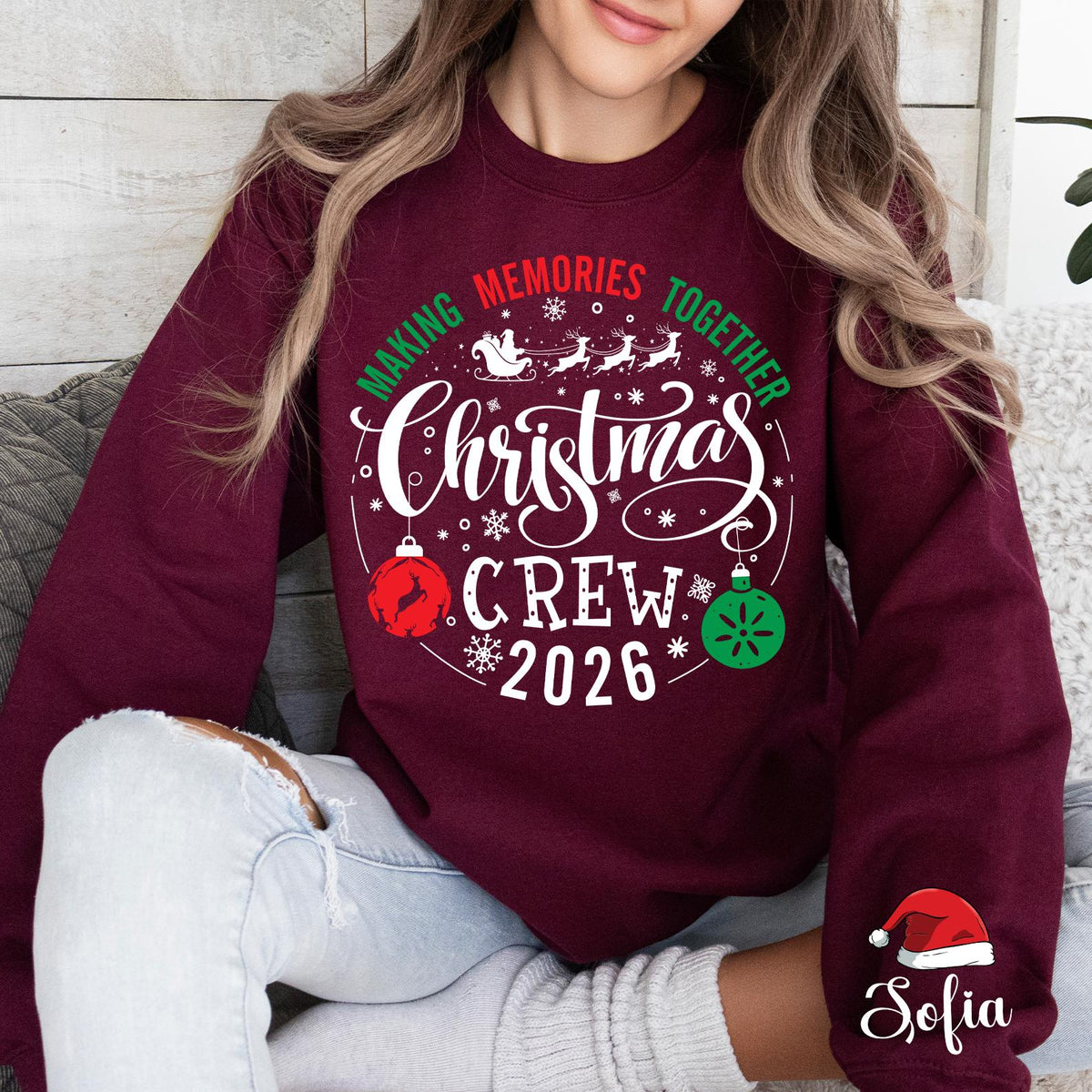 Custom Christmas Crew Sweatshirt- Matching Family Holiday T-shirt, Xmas Pajamas Top, Toddler Sweater, Custom Family Name, Matching Christmas