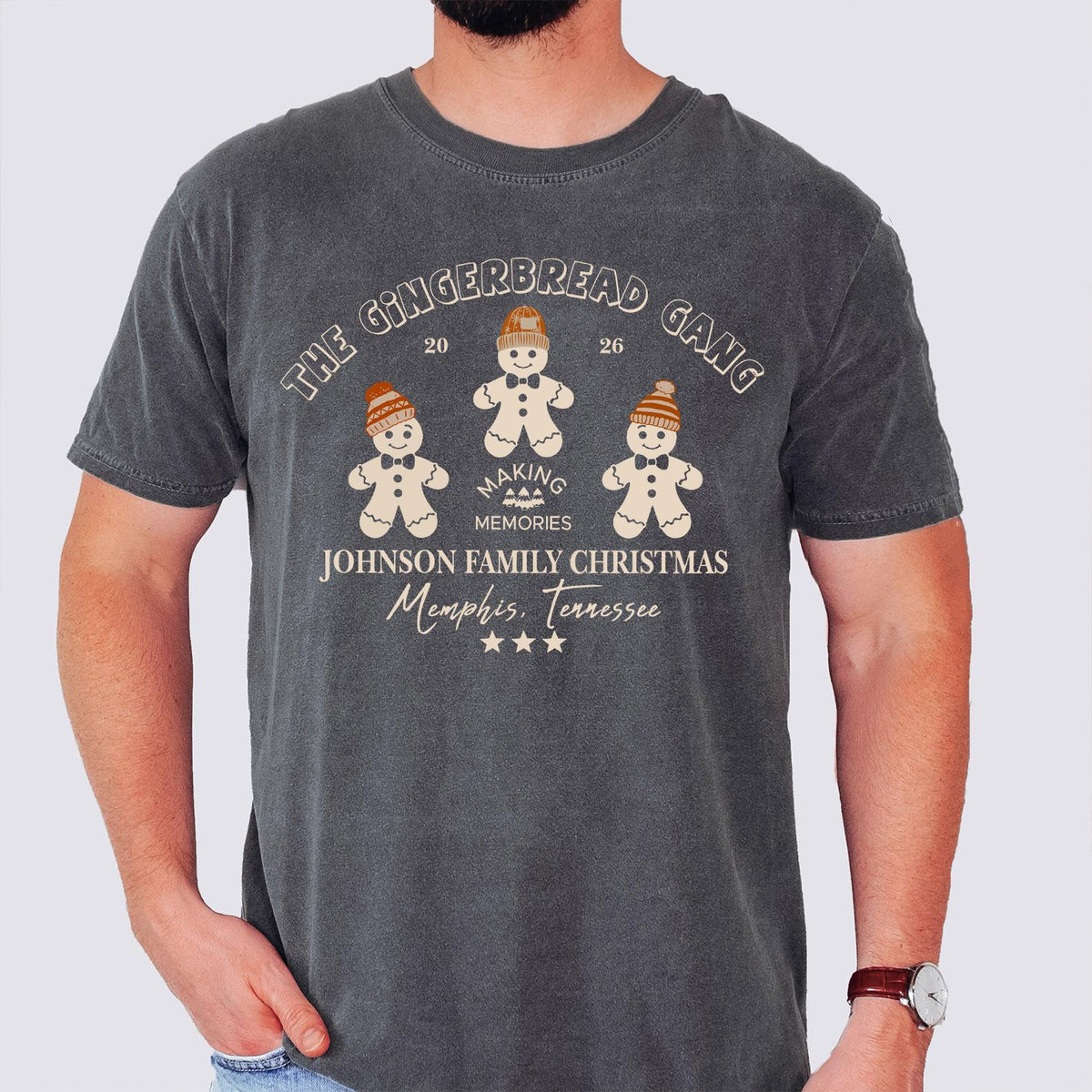 Custom Family Christmas Gingerbread Shirt, Comfort Colors® Matching Family Christmas Shirt, Youth Kids Gift, Personalized Name Christmas Tee