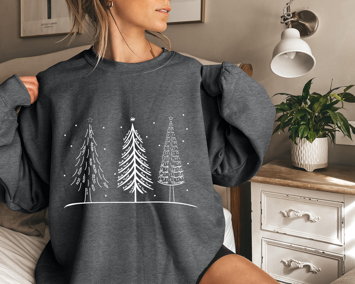 Subtle Trump Doodle Christmas Tree, Secret Message Anti Trump, Liberal Sweatshirt, Christmas Subtle Fdt Shirt, Festive Holiday Season Tshirt