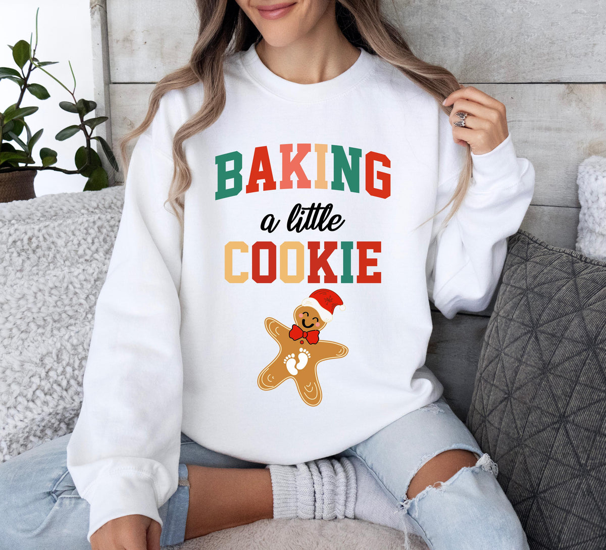 Growing A Little Cookie Sweatshirt, Maternity Christmas Hoodie, Christmas Pregnancy Announcement T-shirt, New Mom Gifts, Funny Baby T-shirts