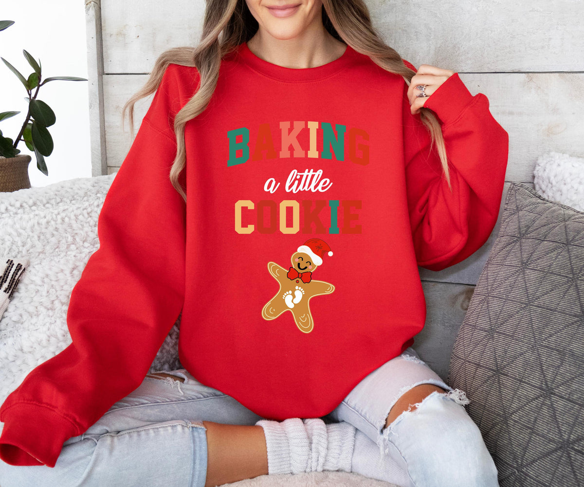 Growing A Little Cookie Sweatshirt, Maternity Christmas Hoodie, Christmas Pregnancy Announcement T-shirt, New Mom Gifts, Funny Baby T-shirts