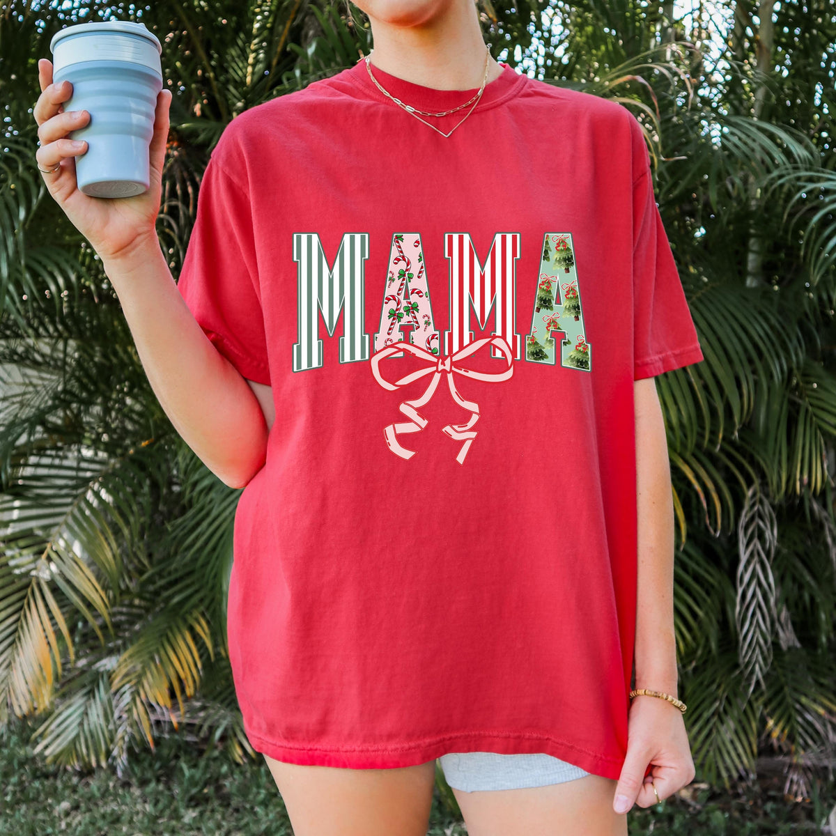 Comfort Colors® Christmas Mama Shirt, Retro Mom Shirt, Xmas Christmas Tee Holiday New Mom Gift Pregnancy Announcement,Christmas Gift for Mom