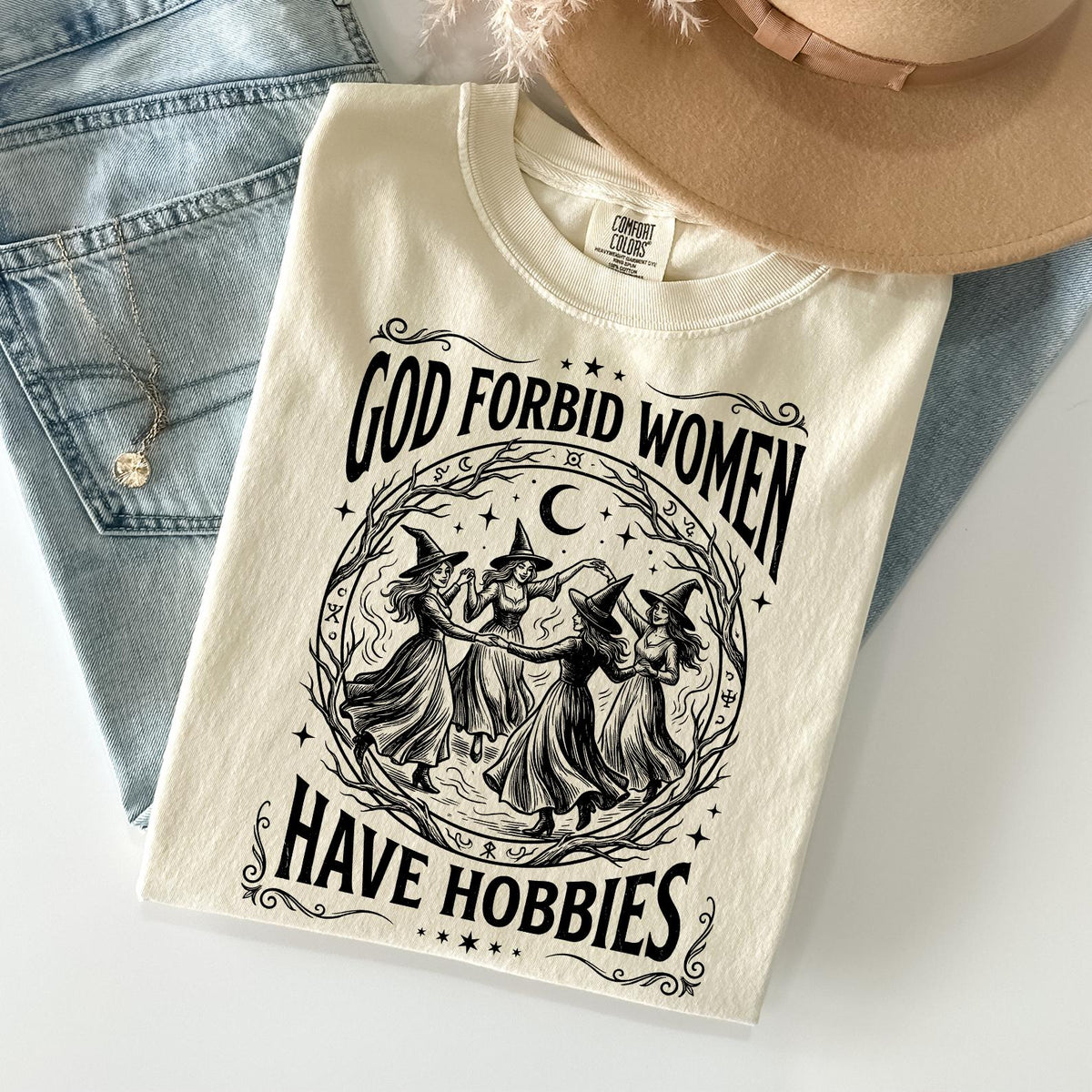 Comfort Colors®God Forbid Women Have Hobbies Shirt, Halloween Witch Shirt, Salem Witch 1692 Shirt, Spooky Season Shirt, Feminist Witch Shirt